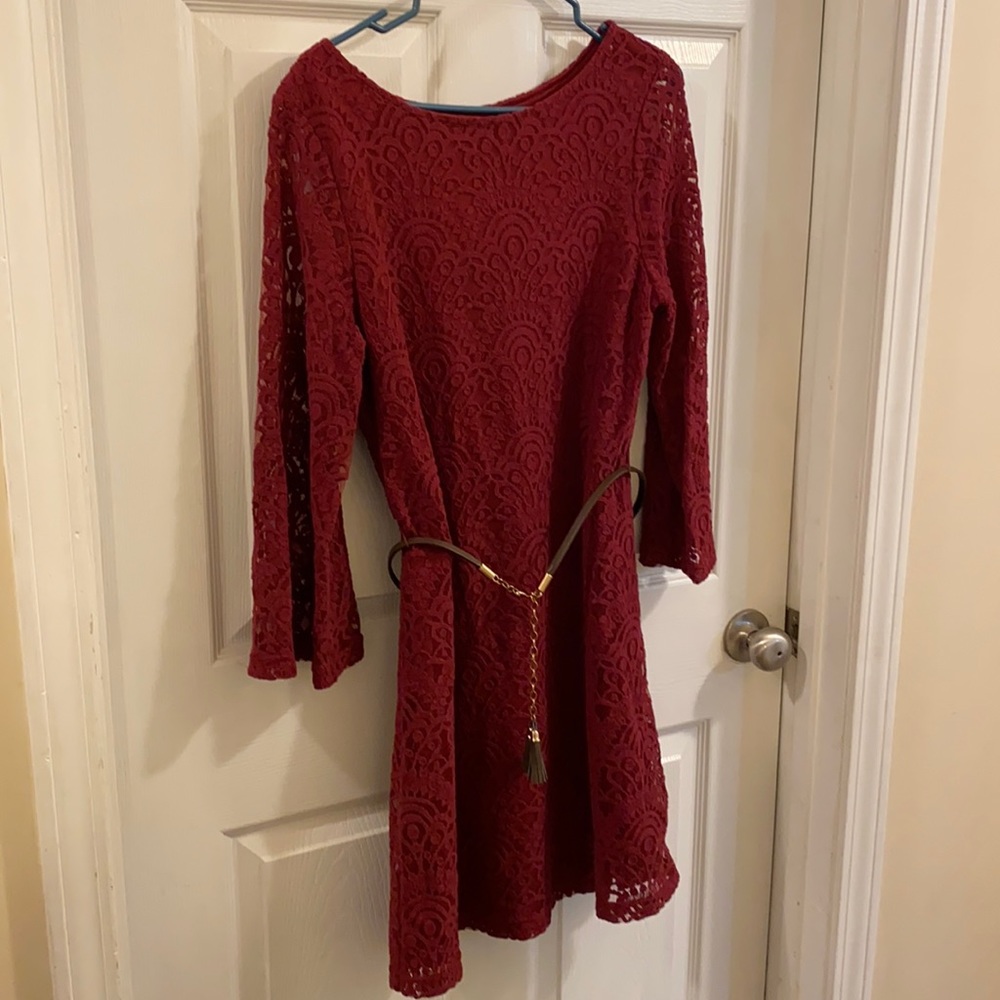 Worn once beautiful dress with removable belt included.